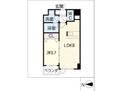 グランプリエ名城(1LDK/2階)の間取り写真