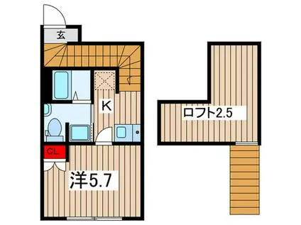 グランアッシュ(1K/2階)の間取り写真