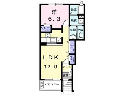 ランドマーク 2011 A(1LDK/1階)の間取り写真