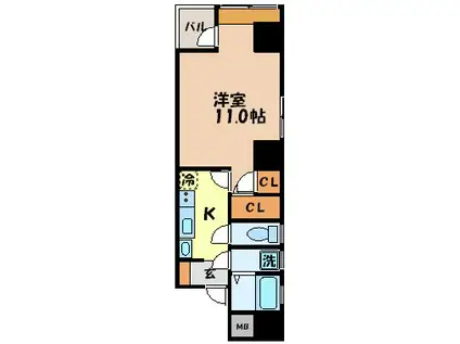 Jプレイス江戸町(1K/7階)の間取り写真