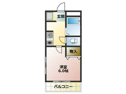 ピア・エフ湘南(1K/2階)の間取り写真