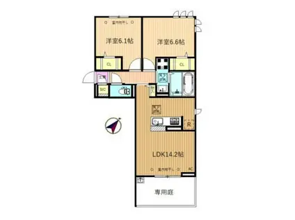 カメリア(2LDK/1階)の間取り写真