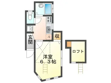 さくらハイツ(1K/2階)の間取り写真