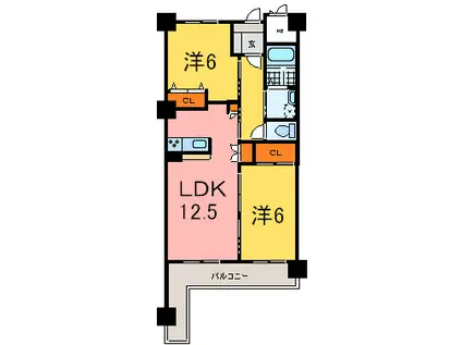 グランドレジデンス加古川(2LDK/8階)の間取り写真