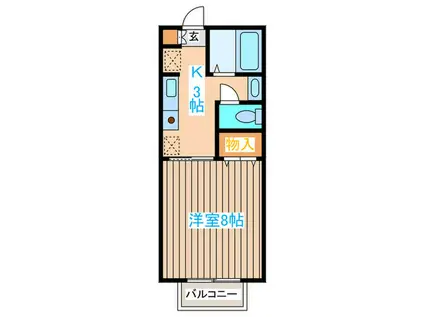 グリーンヒルズ八乙女(1K/1階)の間取り写真