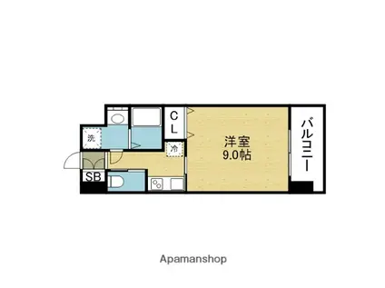 フォレストグレイス高井田I(1K/4階)の間取り写真