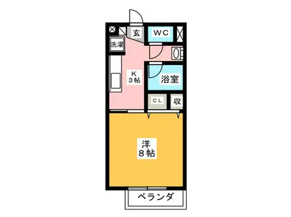 SURPLUS I SKYHILLS A(1K/2階)の間取り写真