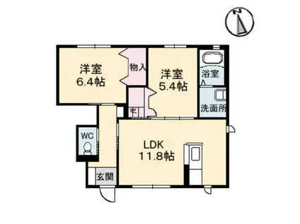 グランマスト杉井流II(2LDK/1階)の間取り写真