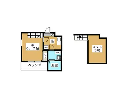 マイフMK大岡(1K/2階)の間取り写真