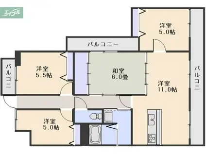 サーパス福富(4LDK/11階)の間取り写真