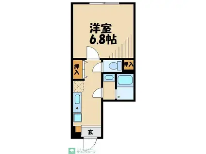 カインドネス八王子中央C棟(1K/1階)の間取り写真