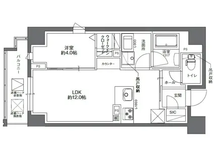プラシーデンス淡路町(1LDK/2階)の間取り写真