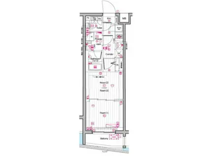 ザプレミアムキューブG東中野(1DK/1階)の間取り写真