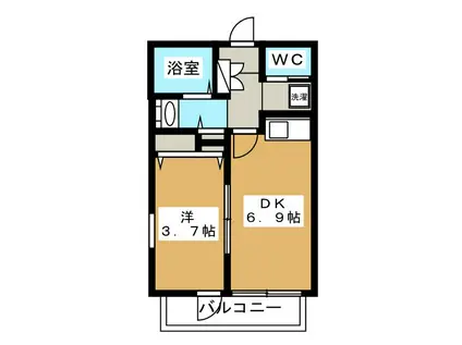 メゾン小野(1DK/1階)の間取り写真