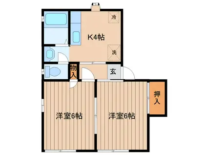 エトワール勝山(2K/1階)の間取り写真