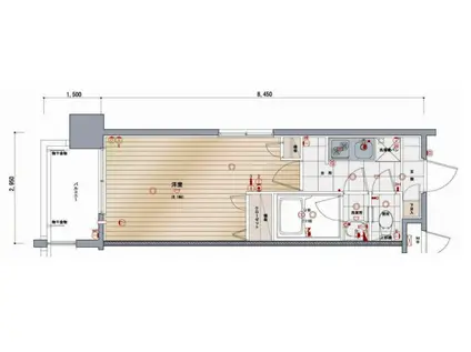 レジデンシャルヒルズ博多駅前弐(1K/4階)の間取り写真