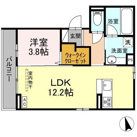 グランコスモHT(1LDK/2階)の間取り写真