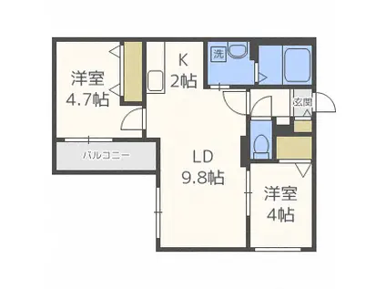 プロヴィデンス南郷(2LDK/2階)の間取り写真