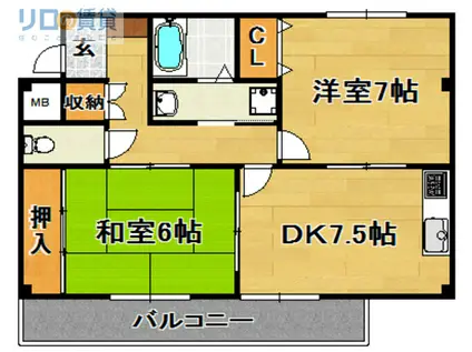 ハイツクレール(2DK/3階)の間取り写真