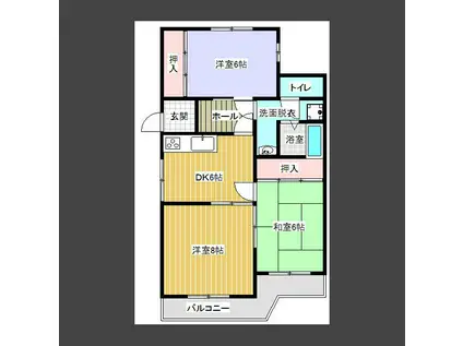 第2村田ハイツ(3DK/3階)の間取り写真