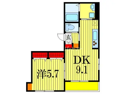 L・HV(1DK/4階)の間取り写真