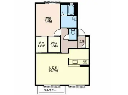 CASABRIGHT C棟(1LDK/2階)の間取り写真