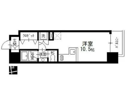 泉アパートメント(ワンルーム/6階)の間取り写真