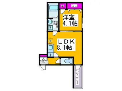 プランボヌールSR(1LDK/1階)の間取り写真