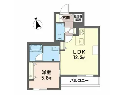 ラ・ベルテール(1LDK/2階)の間取り写真