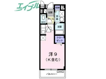 シャト-・アム-ル(ワンルーム/2階)の間取り写真