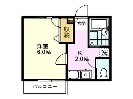 鷹見ハイツ(1K/2階)の間取り写真
