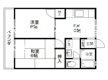ハイツクリスタル(2DK/1階)の間取り写真