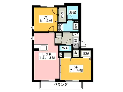 パインテール・ファースト(2LDK/2階)の間取り写真