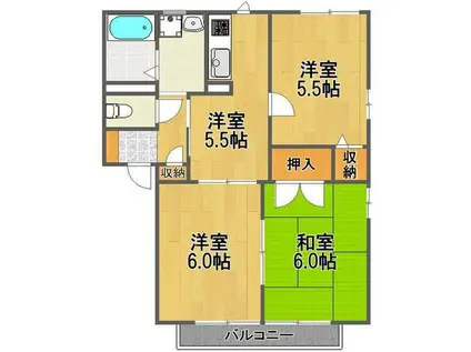 シャンゼリゼA棟(3DK/2階)の間取り写真