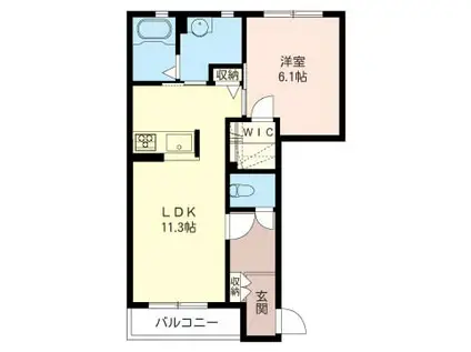 ヴァルト大倉山(1LDK/1階)の間取り写真