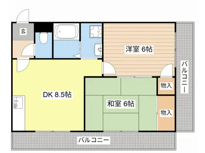 ボンフレールII(2DK/5階)の間取り写真