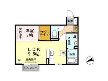 アネシス寺町(1LDK/2階)の間取り写真