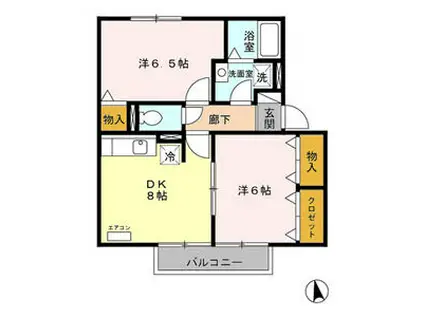 FIND BIRDIE B(2DK/2階)の間取り写真