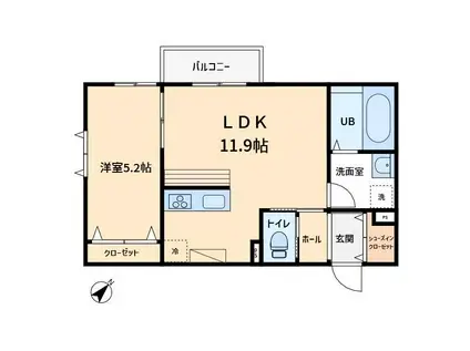 ブランメゾンB(1LDK/3階)の間取り写真