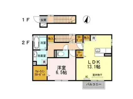 ロジュマン-S(1LDK/2階)の間取り写真