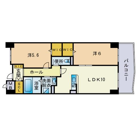 リオグランデ博多(2LDK/7階)の間取り写真