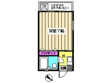 フラット荻窪II(1K/2階)の間取り写真