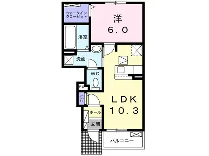 ラヴィエールII A(1LDK/1階)の間取り写真