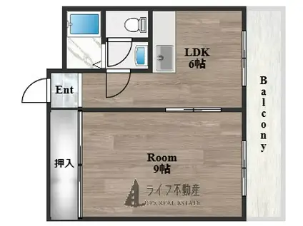 PARK S布施LEAF(1DK/2階)の間取り写真