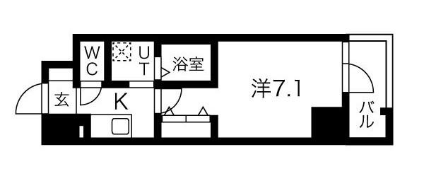 アーバンパーク田辺(1K/7階)の間取り写真