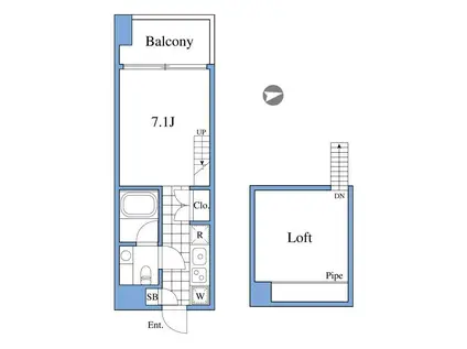 RIZ高輪(1K/5階)の間取り写真