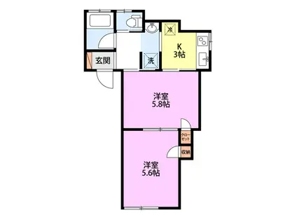 シンフォニーマツバラ(2K/1階)の間取り写真