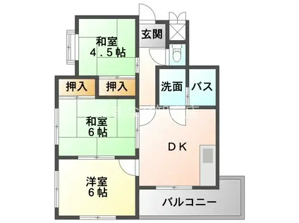 サンセットビレッジ(3DK/1階)の間取り写真