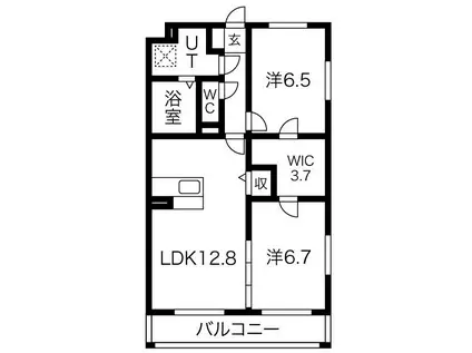 グランシャルム(2LDK/1階)の間取り写真