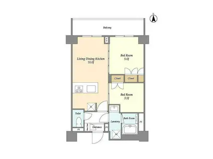 ディームス横濱神之木台(2LDK/2階)の間取り写真